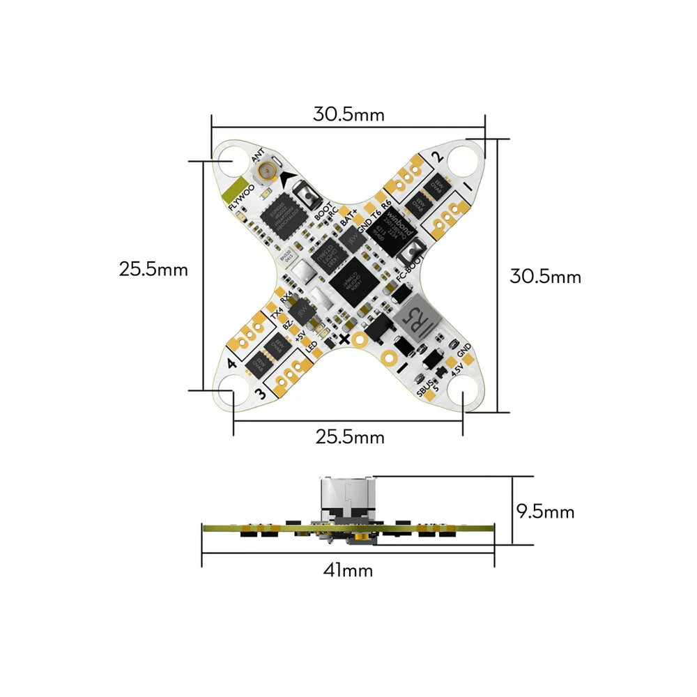 25.5x25.5mm Flywoo GOKU F405 HD ELRS AIO Flight Controller 5V BEC with 1S 5A ESC For Firefly16 Firefly18 O4 / Walksnail / HDZero FPV Racing Drones