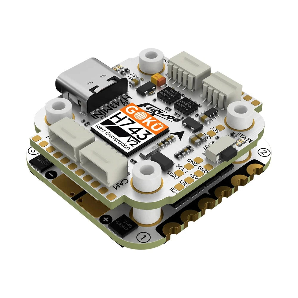 20x20mm Flywoo GOKU H743 PRO Mini Flight Controller Mini AM32 45A 32Bit 128K ESC Stack for FPV Racing Drones Support DJI O4 / O4 Pro