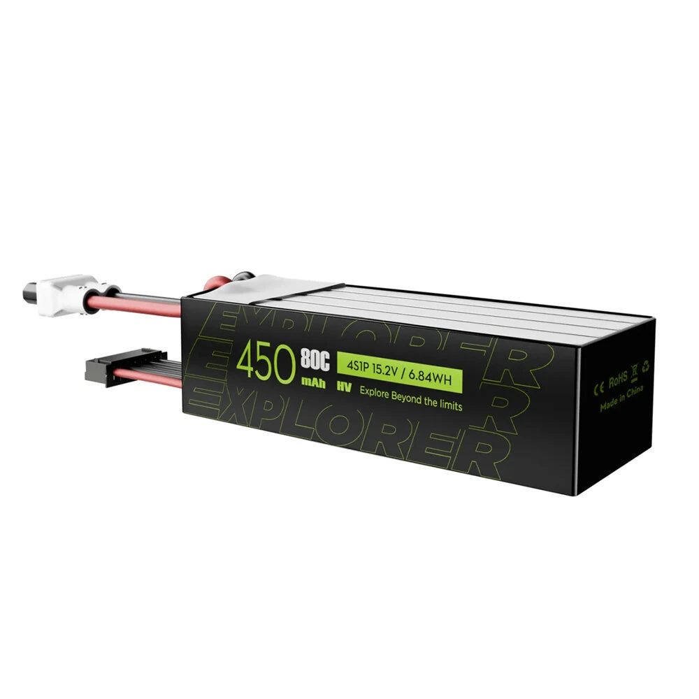 Flywoo Explorer 15.2V 450mAh 4S 80C LiHV Battery XT30 Plug for RC Drone