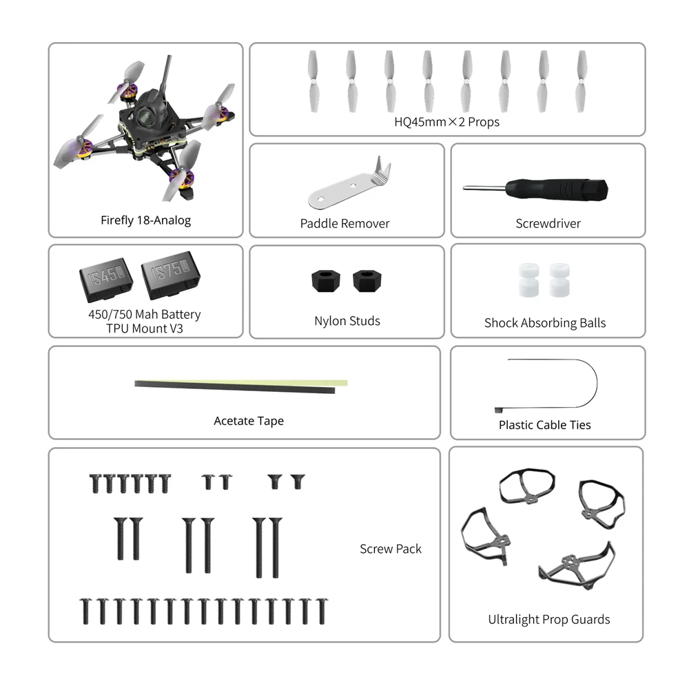 27.1g Flywoo Firefly16 / Firefly18 1S Nano Baby V3 Analog Tiny Ultralight RC FPV Racing Drone BNF with GOKU F405 ERVT 1S 5A 5in1 400mw ELRS AIO