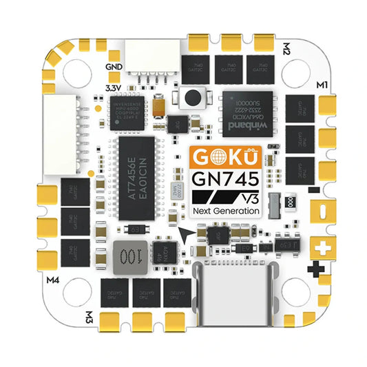 25.5x25.5mm Flywoo GOKU GN745 45A AIO BL_32 ICM42688P V3 Flight Controller 1MB Flash Integrated with 4in1 ESC for DJI O4 / DJI O4 Pro RC Drone FPV Racing