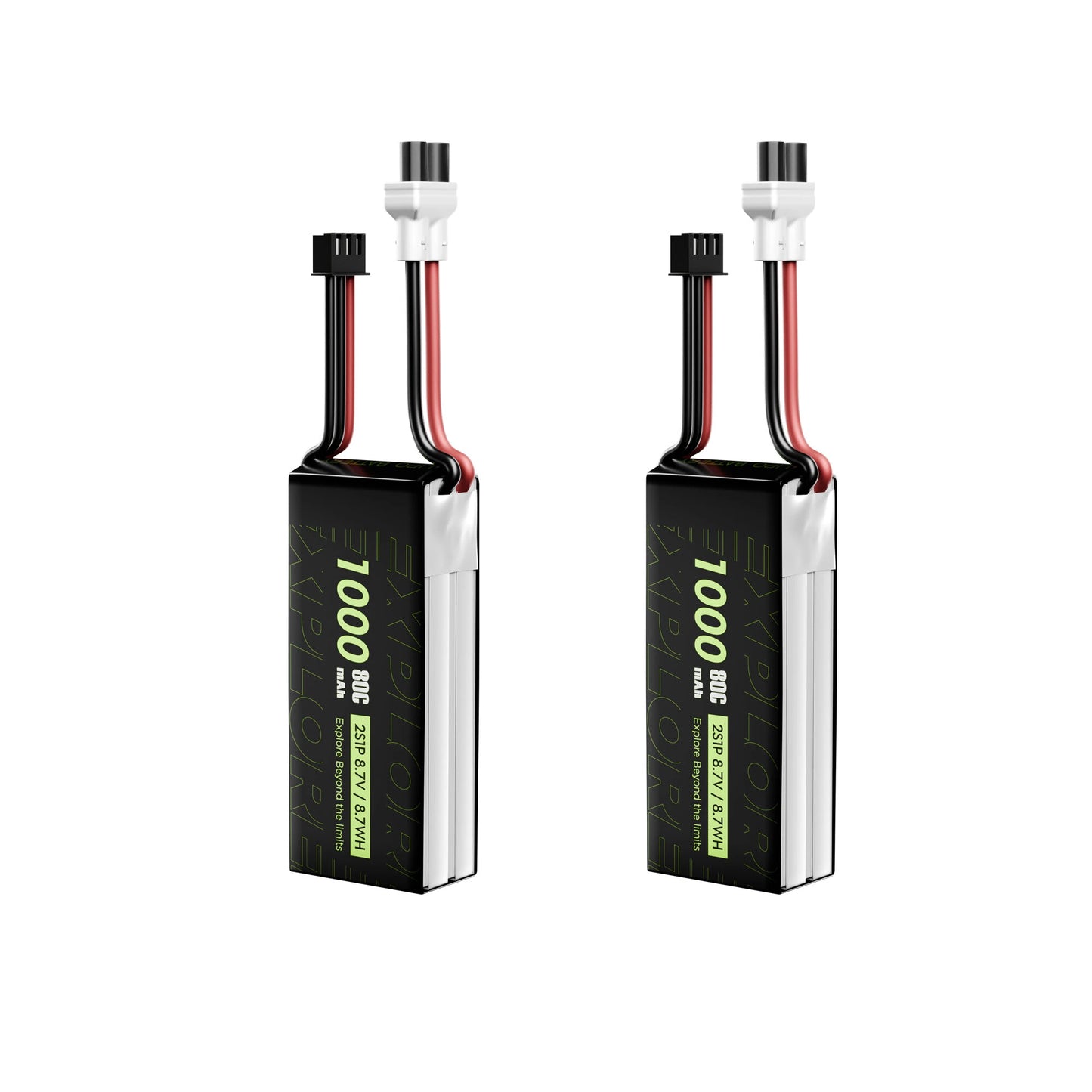 2PCS Flywoo Explorer 7.6V 1000mAh 80C 2S1P LiPo Battery XT30 Plug for Micro Quad Flywoo Flytimes 85 FlyLens 85 HD Flylens75 HD O4/O4 Pro FPV Racing Drone