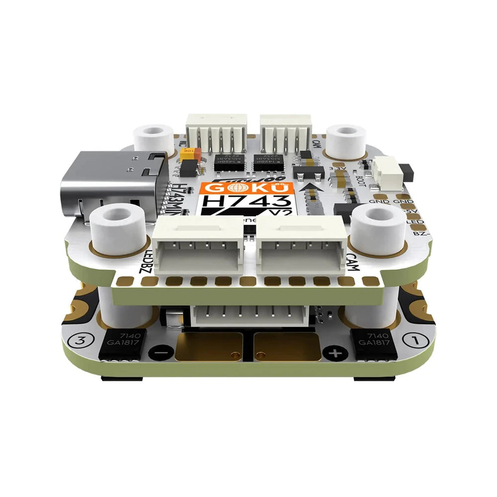 Flight Controller Double Stack Flywoo GOKU H743 PRO Mini 20x20 Flight Controller Stack 45A AM32 ESC