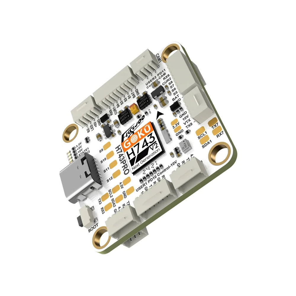 30x30mm Flywoo GOKU H743 PRO Flight Controller 55A 32Bit 128K AM32 3-6S 4in1 ESC Stack for RC FPV Racing Drones Support DJI O4 / O4 Pro
