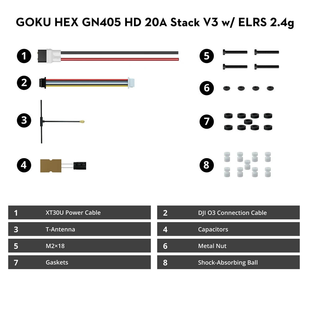 16mm*16mm Flywoo GOKU HEX GN405 Nano HD V3 F4 Flight Controller with TXCO ELRS 2.4g RX & 20A 2-4S ESC Stack for Hexacopter FPV Racing Drone