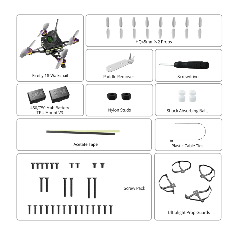 34.9g Flywoo Firefly16 / Firefly18 1S Nano Baby V3 Walksnail Tiny Ultralight RC FPV Racing Drone BNF with GOKU F405 HD 1S 5A ELRS AIO System