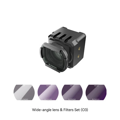FlywooO3 Wide Angle Lens 155 FOV Ultra Lightweight 7.6g with UV ND8 ND16 ND32 Filter Set for DJIO3 FPV Racing Drones