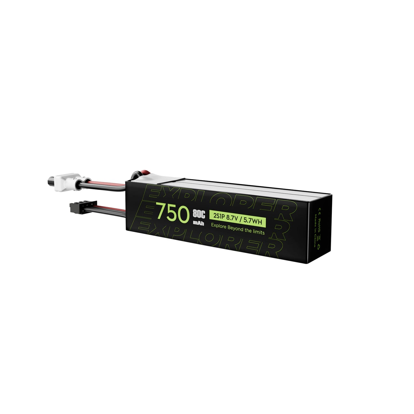 2PCS Flywoo Explorer 8.7V 750mAh 2S 80C HV LiPo Battery XT30 Plug for Tiny Quad Flywoo Flybee 16 FlyLens 85 HD Flylens75 HD O4/O4 Pro Flytimes 85 FPV Racing Drone