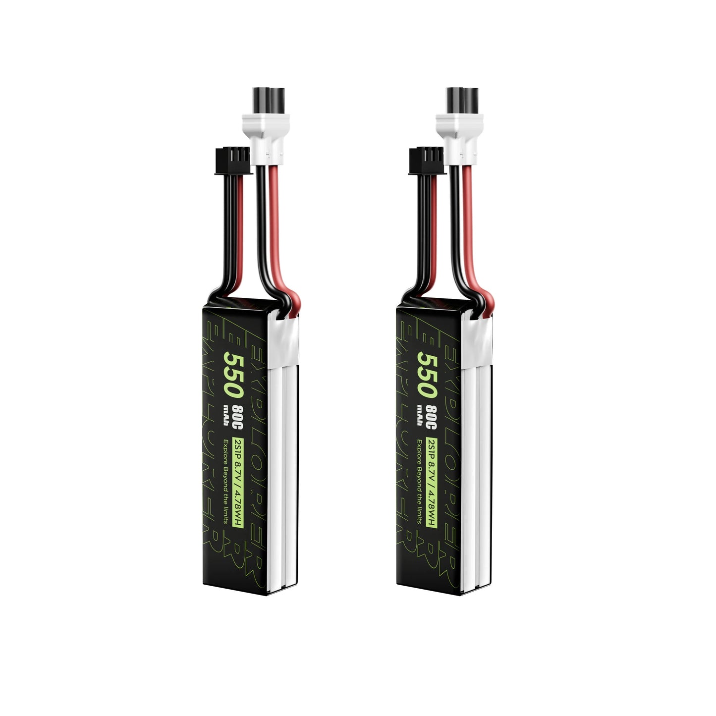 2PCS Flywoo Explorer 8.7V 550mah 80C 2S HV Lipo Battery XT30 Plug for Micro Quad Flywoo Flybee 16 FlyLens 85 HD  Flylens75 HD O4/O4 Pro Flytimes 85 FPV Racing Drone