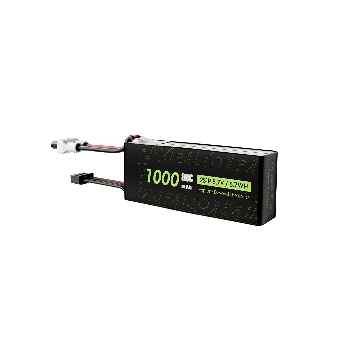 2PCS Flywoo Explorer 7.6V 1000mAh 80C 2S1P LiPo Battery XT30 Plug for Micro Quad Flywoo Flytimes 85 FlyLens 85 HD Flylens75 HD O4/O4 Pro FPV Racing Drone
