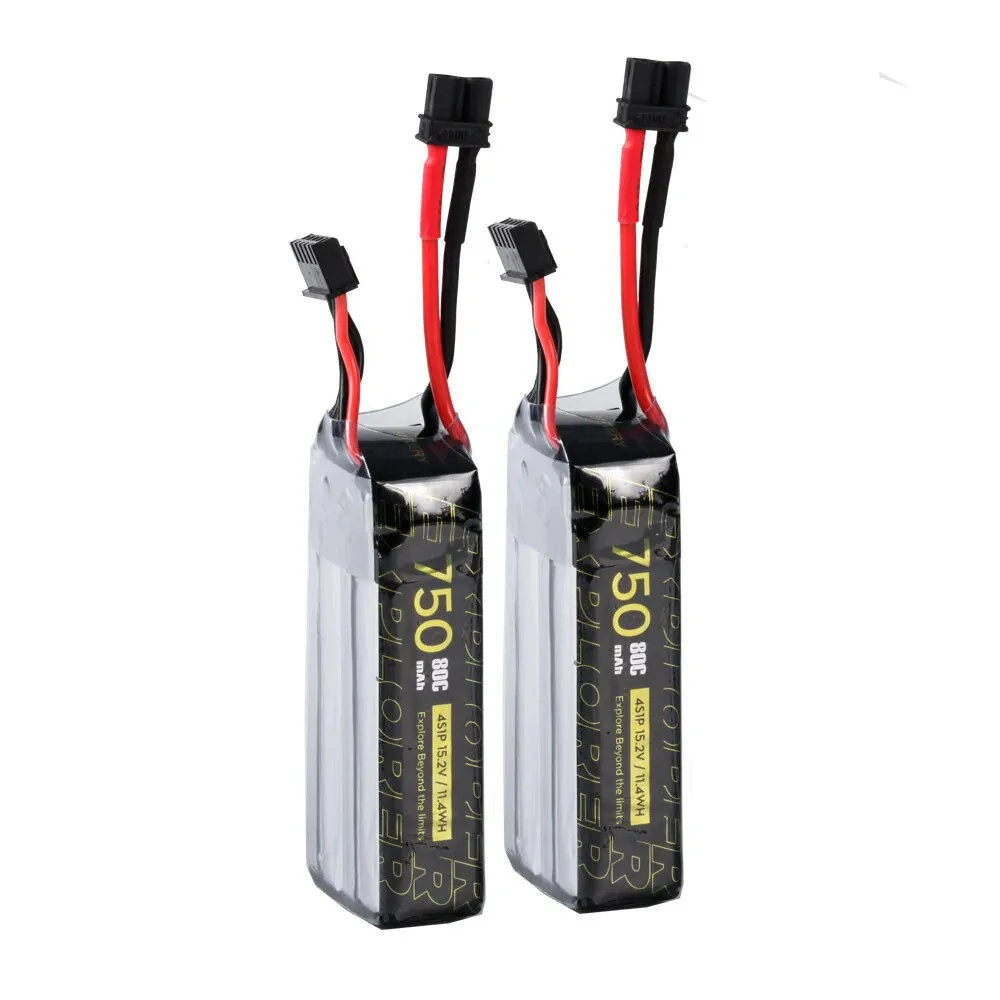 2pcs flywoo explorer 15.2v 750mah 80c 4s hv 80c lipo battery xt30 plug